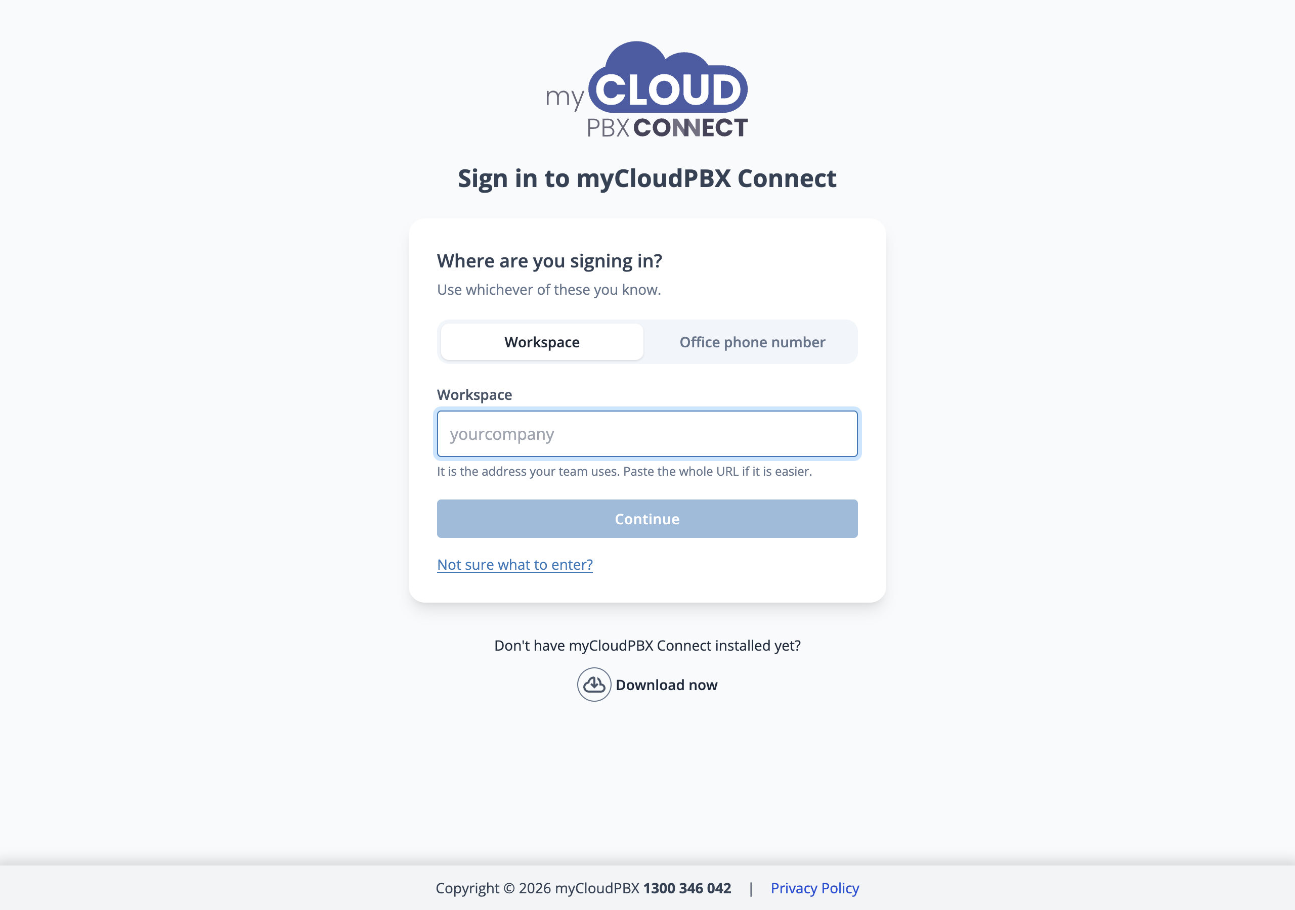 The Connect sign-in screen