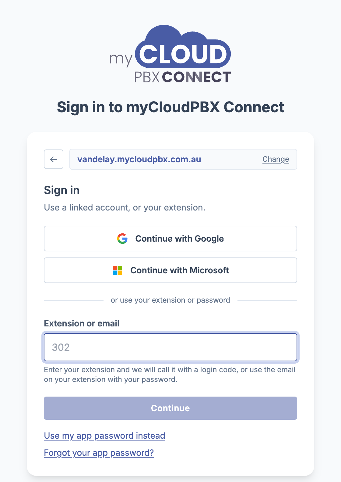 Continue with Google or Microsoft on the sign-in page