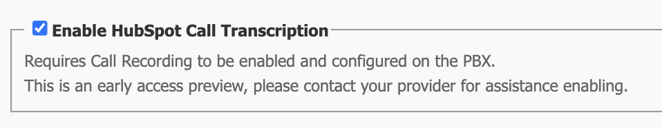 HubSpot Call Transcription section