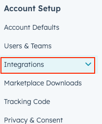 Hubspot integrations menu