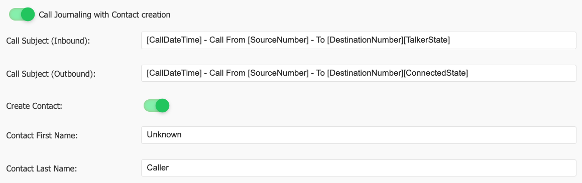 Hubspot Call Journalling section