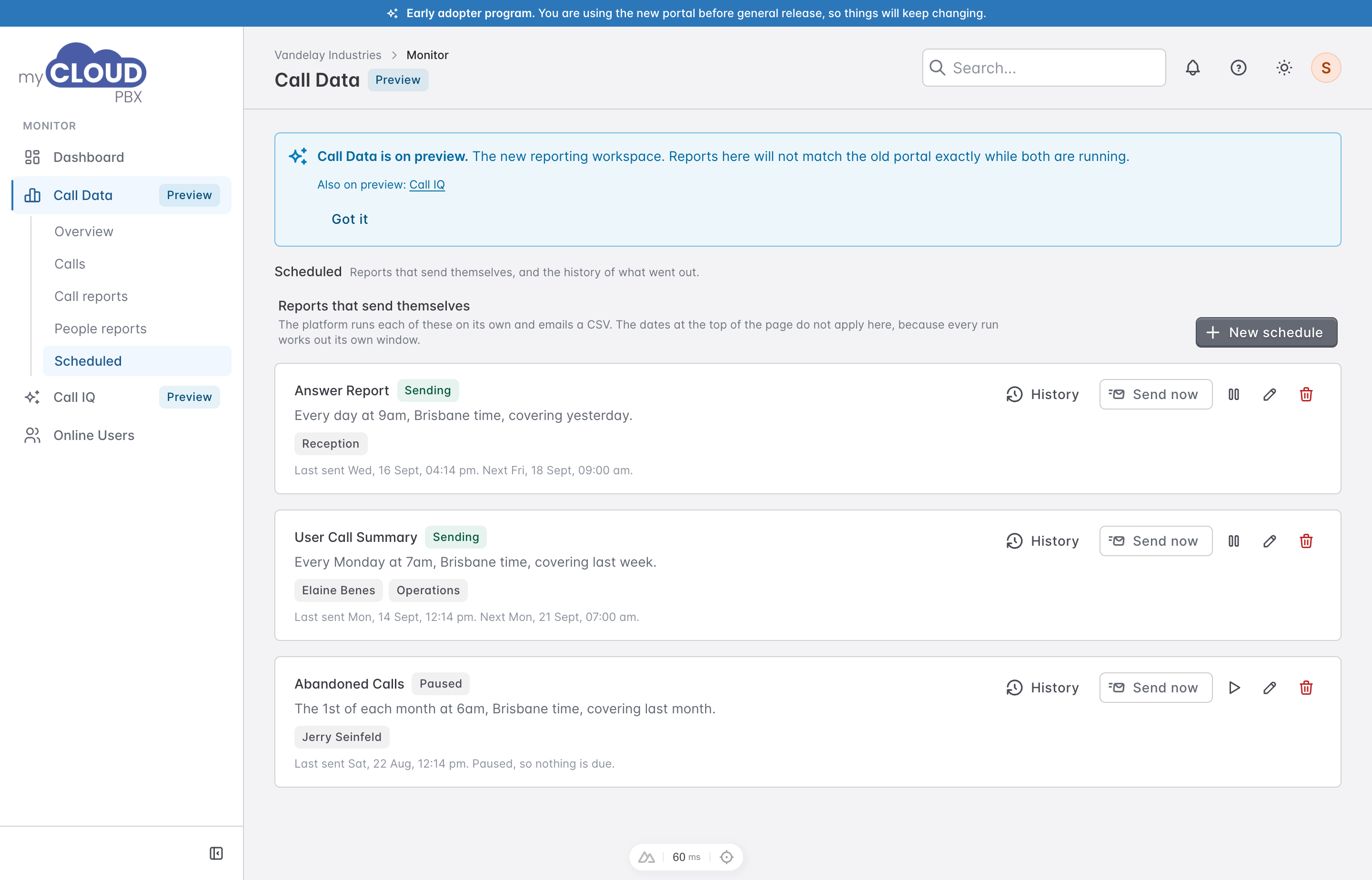 Scheduled reports