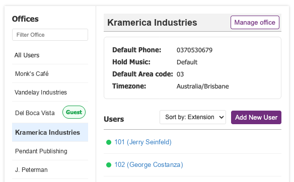 Softphone - Offices and Users